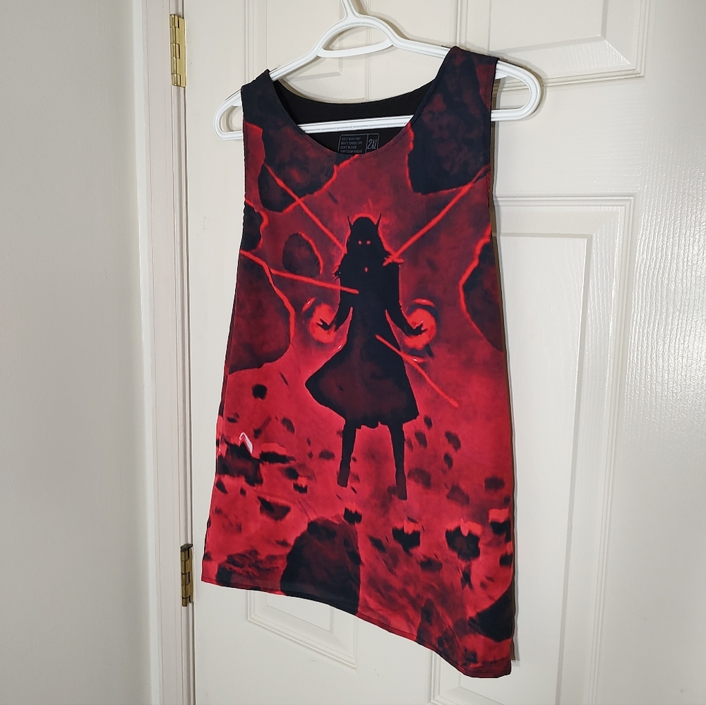 Red and Black Graphic Tank Top